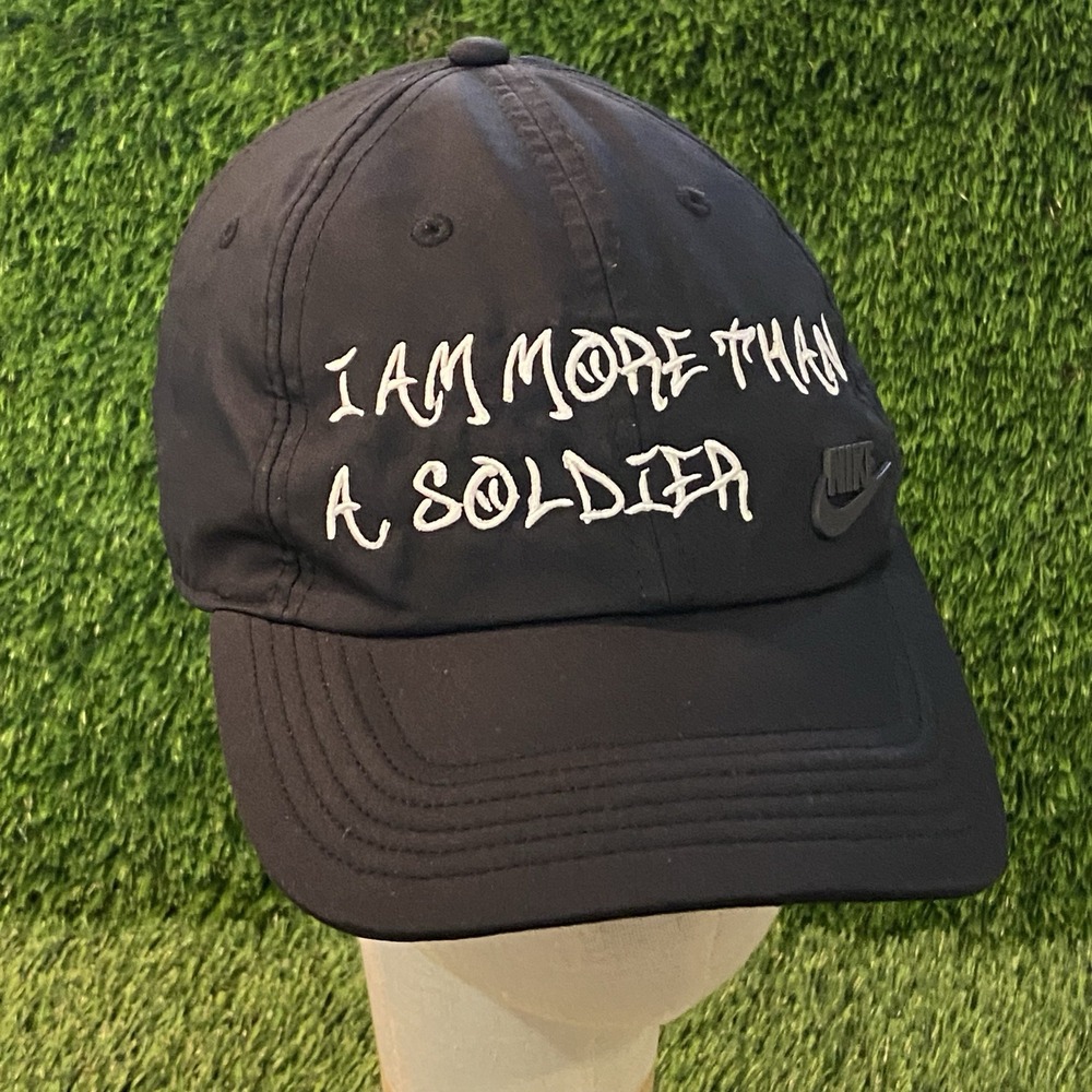 Nike Hat "I Am More Than A Soldier" Custom Black LeBron O/S Heritage‎ 86